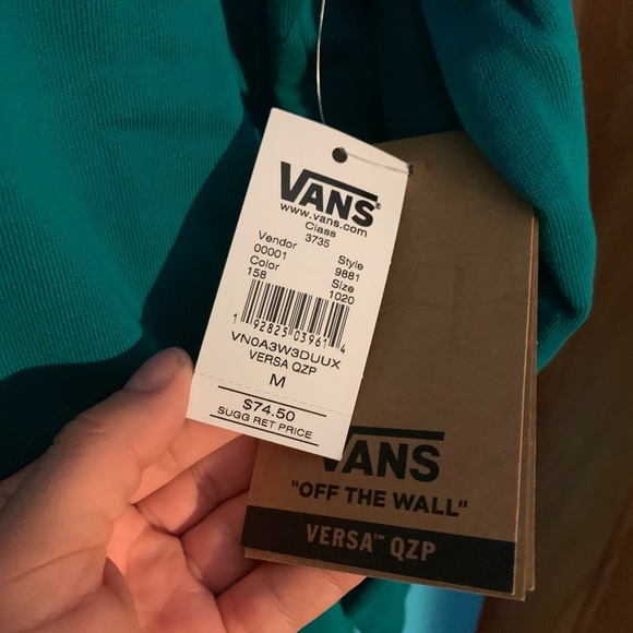 NWT Vans Quarter Zip Teal Sweatshirt - Picture 3 of 5